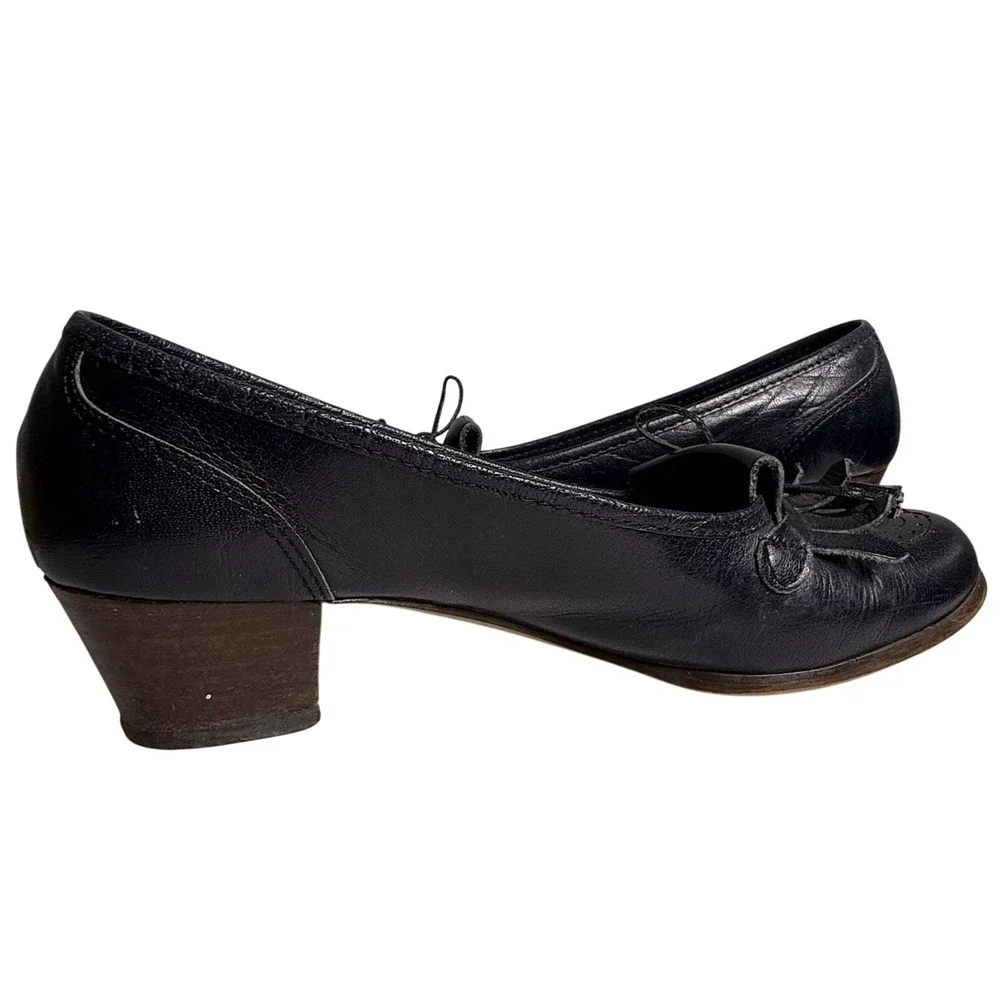 Vintage 80s Pappagallo Italy Leather‎ Loafer Shoes Navy Blue Womens Size 7.5 N